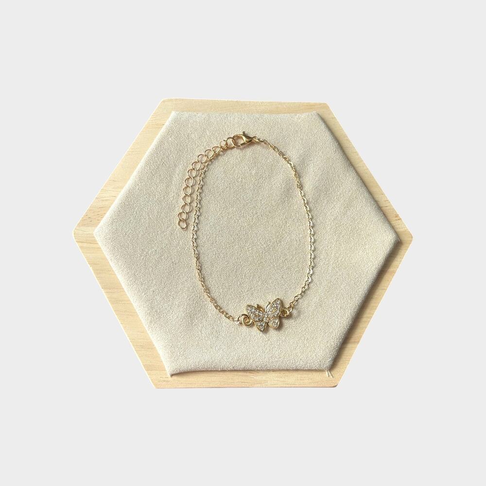 Butterfly Rhinestone Gold Anklet - Picture 4 of 4